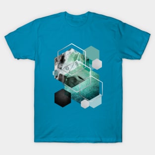 Teal Hexagonal Geometric T-Shirt